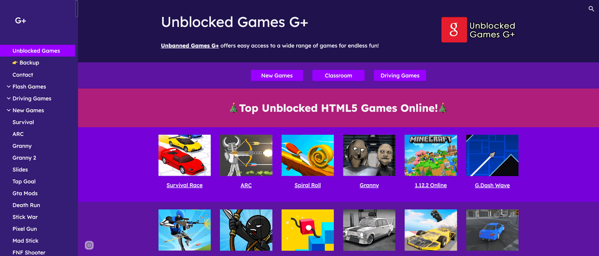 Unblocked Games G+ - Your Ultimate HTML5 Gaming Destination | GamesNav